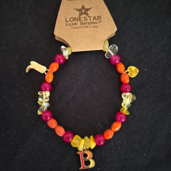 Western Beaded Hat Band Letter B Charm Colorful LoneStar Luxe Bands - Picture 3 of 4